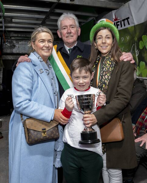 The Mary Diamond Cup was won by St Aidan’s National School at the St Patrick's Day Parade in Kiltimagh. Picture: John Corless