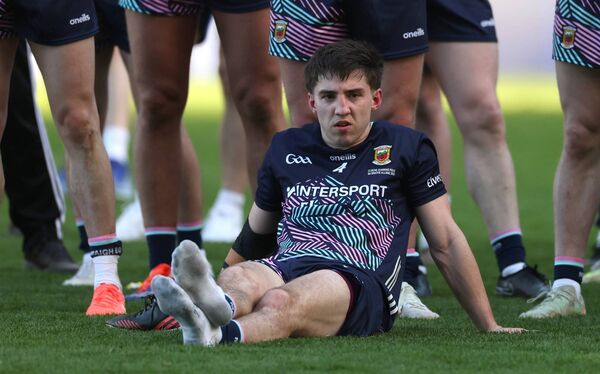 Mayo’s Enda Hession dejected at the full-time whistle.
