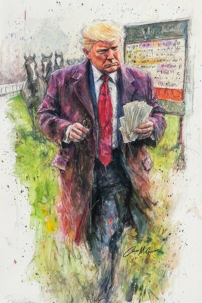 Like a bookmaker at a race meeting, Donald Trump displayed his board of tariffs, but he may be about to discover that he has made a catastrophic error.	 Illustration: Conor McGuire