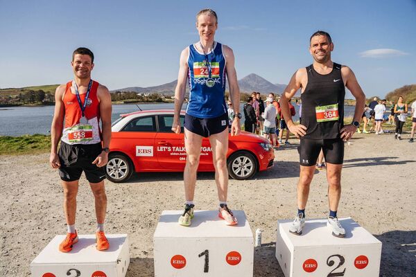 Medal winners after taking part in the full Westport Marathon were Pat Walsh (3rd), Sean Hehir (1st) and Sean McLoughlin (2nd). Medal winners after taking part in the full Westport Marathon were Pat Walsh (3rd), Sean Hehir (1st) and Sean McLoughlin (2nd).