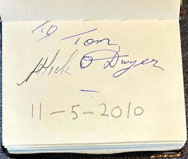 Mick O'Dwyer's autograph from 2010.