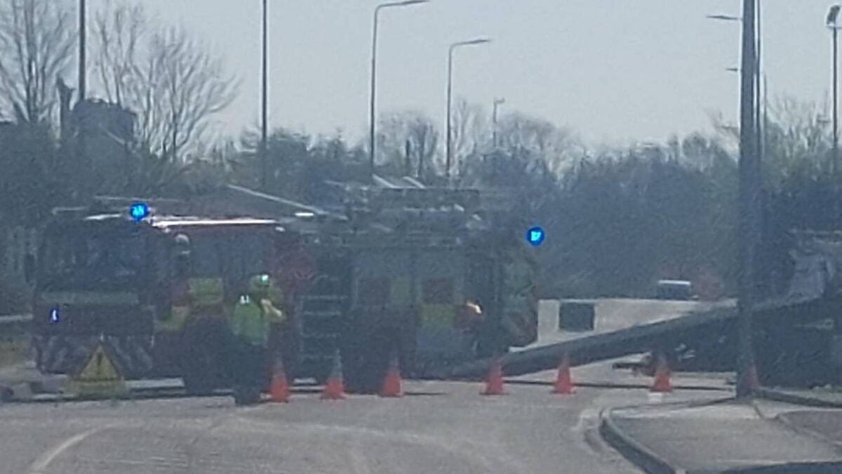 Emergency services at scene of Mayo county town road accident