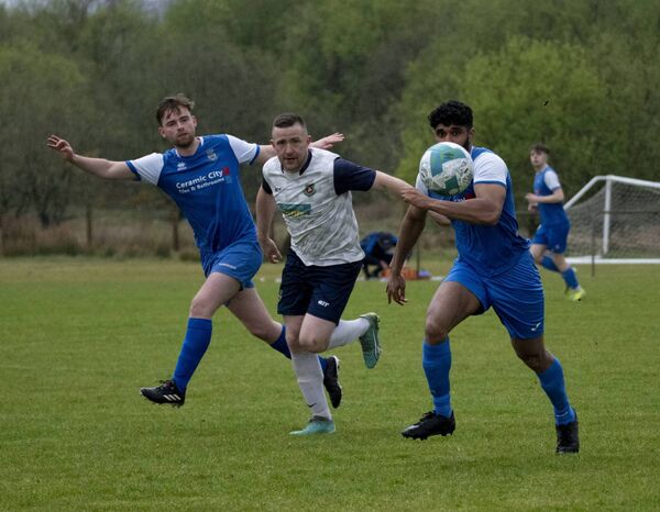 Manulla's Darren Fernandes, right, and Paddy Mulchrone of Glenhest Rovers gives chase to the ball. Picture: John Corless Manulla's Darren Fernandes, right, and Paddy Mulchrone of Glenhest Rovers gives chase to the ball. Picture: John Corless
