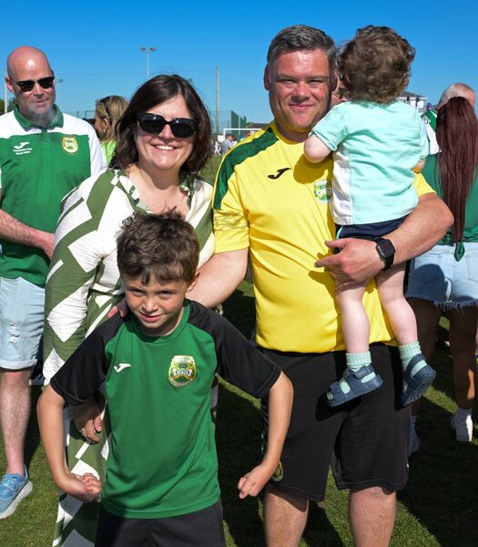 Castlebar Celtic's Director of Football Jonno Heffernan with his wife Elena and their children, Zach and Ben.