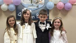 Local Notes: Children from Owenbeg NS, Easkey celebrate their First Holy Communion.