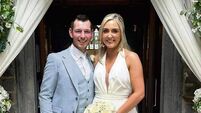 Congratulations: Happy couple pictured on their wedding day at Mayo church