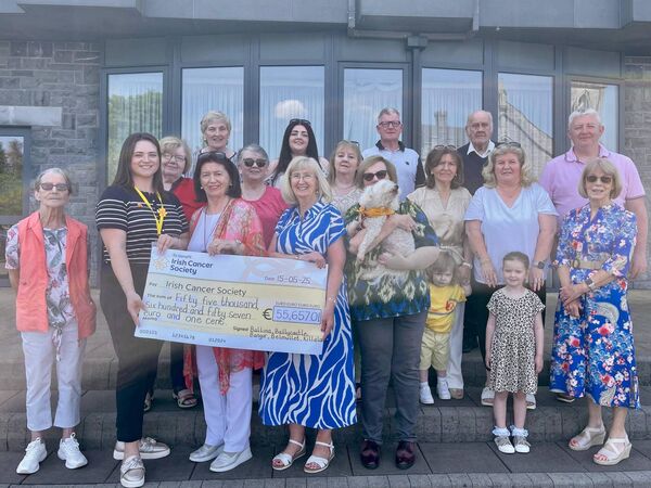 Mary Martin (left), Volunteer Co-ordinator for Daffodil Day in the Ballina area, presenting a cheque for €55,657.01 to Sara (right) from the Irish Cancer Society, the proceeds of Daffodil Day on March 28 last. Also pictured is Ursula Jordan Hanley, with Oscar, the Daffodil Day Mascot as well as volunteers from Ballina, Ballycastle, Bangor Erris, Belmullet and Killala. Mary Martin (left), Volunteer Co-ordinator for Daffodil Day in the Ballina area, presenting a cheque for €55,657.01 to Sara (right) from the Irish Cancer Society, the proceeds of Daffodil Day on March 28 last. Also pictured is Ursula Jordan Hanley, with Oscar, the Daffodil Day Mascot as well as volunteers from Ballina, Ballycastle, Bangor Erris, Belmullet and Killala.
