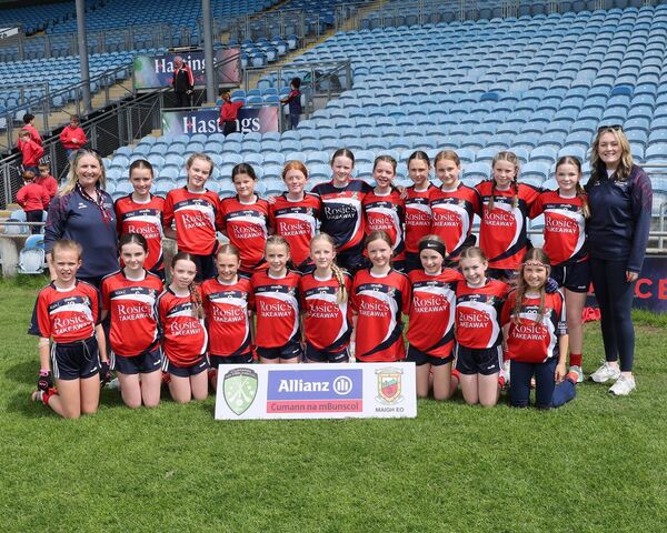 The gallant girls of St Joseph's NS, Ballinrobe who were unfortunate not to allow for a double after the win of the school's boys team in the Division 1A final. 