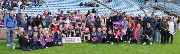 The Aughalasheen NS team with their supporters in MacHale Park following the Division 4 Boys final against Tonragee.
