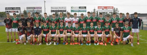 The Mayo squad pictured in King &amp; Moffatt Dr Hyde Park prior to their All-Ireland quarter-final win against Leinster champions Offaly. 