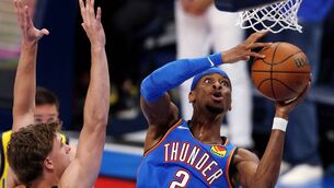 <p>Shai Gilgeous-Alexander of the Oklahoma City Thunder attempts a layup against the Indiana Pacers during the fourth quarter in Game Two of the 2025 NBA Finals at Paycom Center.	Picture: William Purnell/Getty Images)</p>