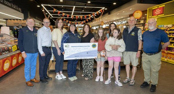 James Preston, President, Claremorris and District Lions, Damien Hall, Evelyn Cawe (both SuperValu) Melissa Walsh (Lions), Colette Heaney, Elisha Sweeney (both Mayo Autism Camp), John Whittle and Andy Bibby (Lions), with Clea and Arianne O’Malley, in front, at the occasion of the presentation of funds raised at the Mid-Summer’s Night Walk at Clare Lake, which was a collaboration between SuperValu and the Lions in aid of Mayo Autism Camp. Picture: John Corless James Preston, President, Claremorris and District Lions, Damien Hall, Evelyn Cawe (both SuperValu) Melissa Walsh (Lions), Colette Heaney, Elisha Sweeney (both Mayo Autism Camp), John Whittle and Andy Bibby (Lions), with Clea and Arianne O’Malley, in front, at the occasion of the presentation of funds raised at the Mid-Summer’s Night Walk at Clare Lake, which was a collaboration between SuperValu and the Lions in aid of Mayo Autism Camp. Picture: John Corless