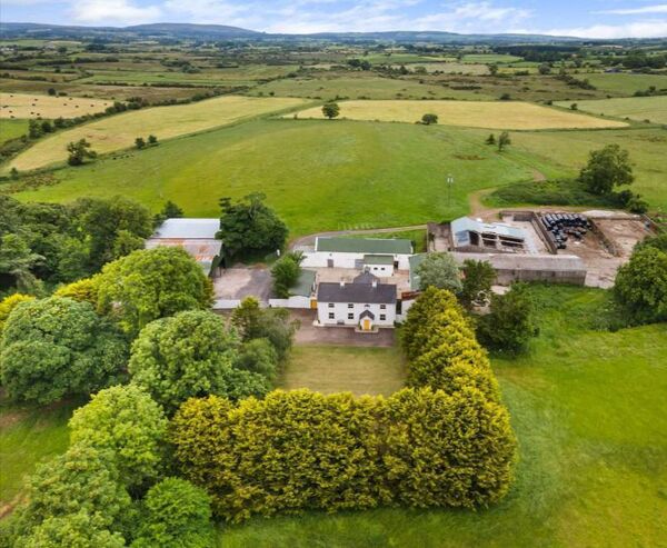 Raheen House is surrounded by mature trees and open farmland.