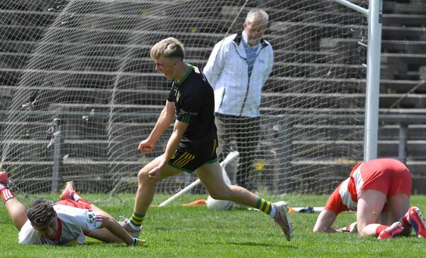 Ardagh’s Tom Varkonda cannot hide his delight after scoring a goal early in the second-half of the AbbVie Mayo SFL Division 3 final at Hastings Insurance MacHale Park, Castlebar, last Sunday.	Picture: David Farrell Photography 