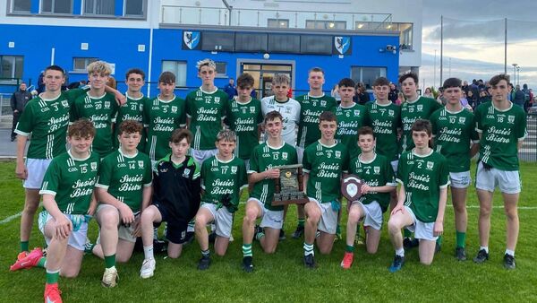 The victorious Charlestown Sarsfields East Mayo U16 Champions team and panel. The victorious Charlestown Sarsfields East Mayo U16 Champions team and panel.