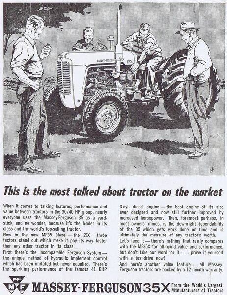 An old advertisement for the Massey Ferguson 35X, which remains a favourite model among many collectors. An old advertisement for the Massey Ferguson 35X, which remains a favourite model among many collectors.