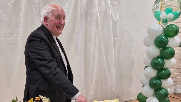 Fr Tommy Johnson on the occasion of his retirement as Charlestown Parish Priest at a function  to commemorate the same held in the CBD Sports Complex, Charlestown. 