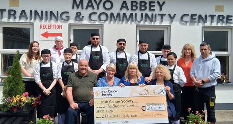Local Notes: Professional Cookery Class at Mayo Abbey Centre present cheque to the Irish Cancer Society.