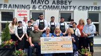 Local Notes: Professional Cookery Class at Mayo Abbey Centre present cheque to the Irish Cancer Society.