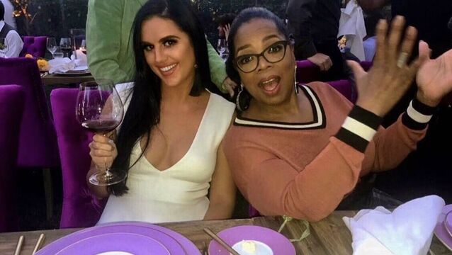 <p>Irishwoman Saoirse McCabe with Oprah Winfrey. </p>