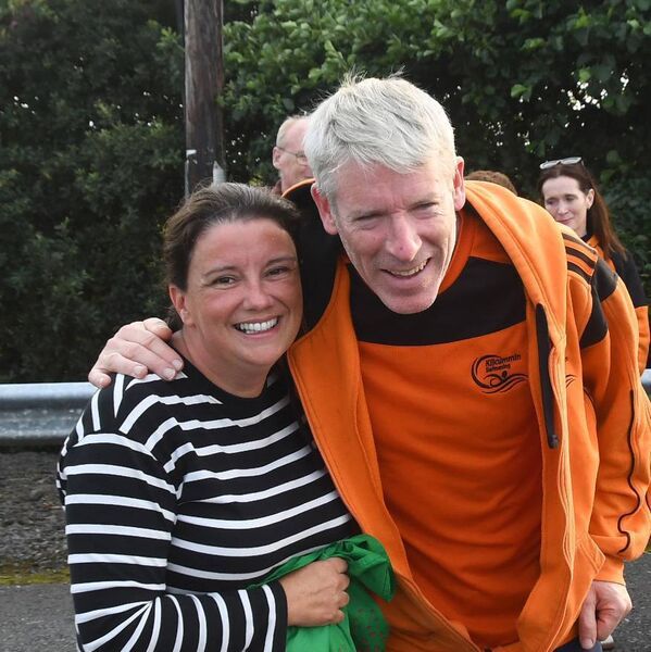 Carol Commons is pictured with her Kilcummin Swimming Club colleague Sean Kelleher who swam with her for a spell during the epic undertaking. Carol Commons is pictured with her Kilcummin Swimming Club colleague Sean Kelleher who swam with her for a spell during the epic undertaking.