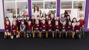 <p>Junior Infants pupils at Balla National School are pictured on their first day at school. 	Picture: Kathy Lyons</p>