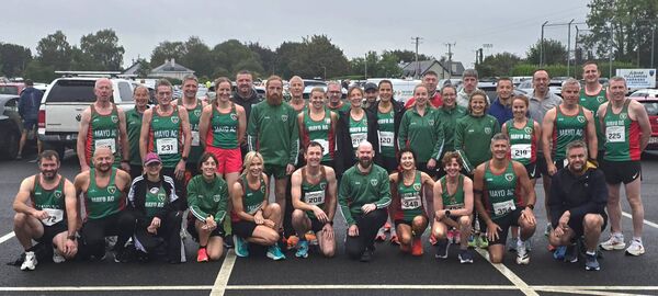 The large contingent of runners who represented Mayo AC at the National Half Marathon Championships which were held in Tullamore last Saturday. The large contingent of runners who represented Mayo AC at the National Half Marathon Championships which were held in Tullamore last Saturday.