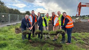 <p>Pictured at the sod turning event for Ireland’s largest agri-based biomethane plant in Ballinrobe this morning (Thursday) with Minister of State at the Department of Energy, Climate and the Environment, Alan Dillon TD are Cllr Michael Burke; Tom O’Brien, Group Chief Executive Nephin Renewable Gas; Donal Murphy CEO DCC Plc; Grahame Lockhead, Managing Director, Nephin Renewable Gas; John Rooney, Managing director Flogas and Dennis King, Canadian Ambassador to Ireland. </p>