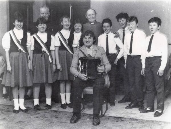 THEN... The Aghamore set dancers are pictured in February 1988 after winning the All-Ireland Réadóirí Final. This photograph was taken by Jimmy Leonard during the visit to Aghamore of the Archbishop of Tuam Dr Joseph Cassidy who is pictured in the back row with parish priest Fr Joseph Moran. The caption in the Western People at the time listed the dancers as follows: D. Lane, J. Hession, G. Cribben, B. Hunt, M. Duffy, C. Duffy, A. Murphy and P. Duffy with Paddy Joe Tighe in the front. THEN... The Aghamore set dancers are pictured in February 1988 after winning the All-Ireland Réadóirí Final. This photograph was taken by Jimmy Leonard during the visit to Aghamore of the Archbishop of Tuam Dr Joseph Cassidy who is pictured in the back row with parish priest Fr Joseph Moran. The caption in the Western People at the time listed the dancers as follows: D. Lane, J. Hession, G. Cribben, B. Hunt, M. Duffy, C. Duffy, A. Murphy and P. Duffy with Paddy Joe Tighe in the front.