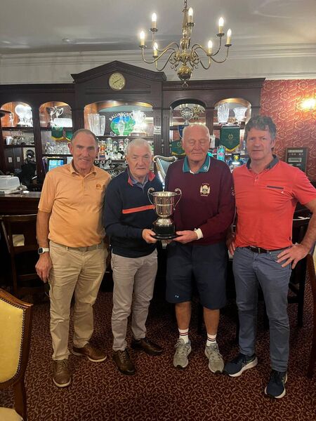 Mayo and Galway captains Tommy O'Malley and Jimmy Duggan, centre, with organisers Seamus McHugh and Peter Ford.
