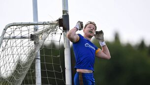 <p>Knockmore goalkeeper Colm Reape during the Mayo SFC quarter-final match between Knockmore and Ballintubber at St Joseph's Park in Knockmore. Picture: Piaras Ó Mídheach/Sportsfile</p>
