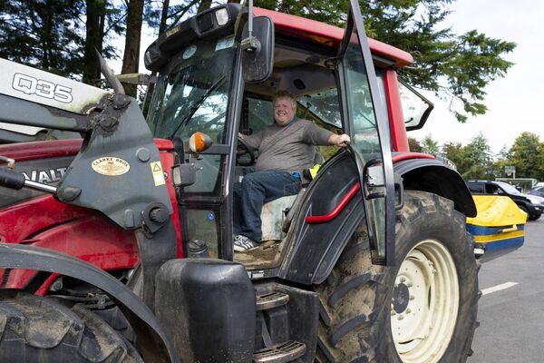Edmund Feeney brought a fertiliser spreader to get it security etched.