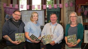 <p>Pictured at the launch of 'Ogham Stones of County Mayo' in Claremorris Library were, from left: Gary Dempsey, Digital Heritage Age; Deirdre Cunningham, Mayo Heritage Officer; Cllr Sean Carey, Cathaoirleach, Mayo Co. Council and Dr Nora White, Maynooth University.</p>