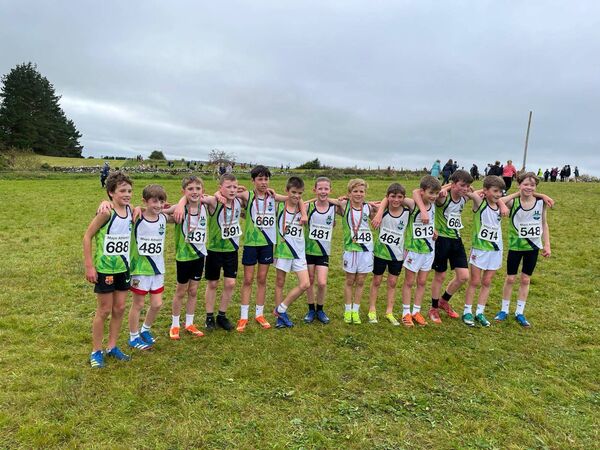 The boys from Moy Valley AC who competed in Swinford at the Mayo Cross Countrys. 