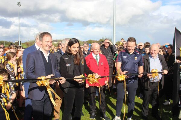 Alan Dillon TD, Noirín Moran, representing Mayo LGFA, and Mayo senior football manager Andy Moran cut the tape. Alan Dillon TD, Noirín Moran, representing Mayo LGFA, and Mayo senior football manager Andy Moran cut the tape.
