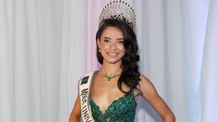 <p>Aadya Srivastava (18) from Headford in Galway who announced as the winner of Miss Universe Ireland 2025 at the final of Miss Universe Ireland 2025 at the Hilton Hotel Dublin Airport. Picture: Brian McEvoy.</p>
