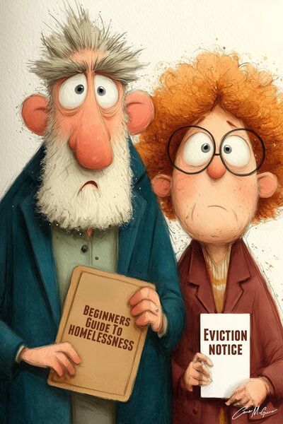 An elderly couple are being threatened with eviction while IPAS centre operators continue to break the rules. Illustration: Conor McGuire An elderly couple are being threatened with eviction while IPAS centre operators continue to break the rules. Illustration: Conor McGuire