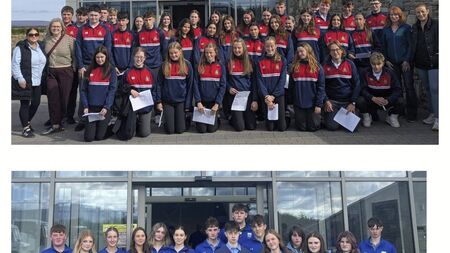 Transition year students from Our Ladies Secondary School, Belmullet and Gaelcholaiste Chomain visit Oweninny Wind Farm.