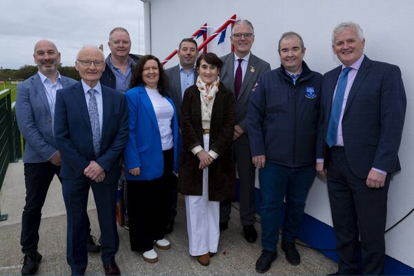 The people who made it happen. Pictured at the opening of the redeveloped Gilmartin Park in Kiltimagh were, from left: Brendan Mooney, Gerry King, Shane Gilmartin, Karen Forkan, Mike Ryan, Aingeal Uí Mhaicin, GAA President Jarlath Burns, Martin McCaffrey and Seamus Corry. Missing from photo were Ger McNicholas, Thomas Campbell, Tod O’Mahony, Brian Commons, Martin Byrne and Seán Cosgrove. Picture: John Corless The people who made it happen. Pictured at the opening of the redeveloped Gilmartin Park in Kiltimagh were, from left: Brendan Mooney, Gerry King, Shane Gilmartin, Karen Forkan, Mike Ryan, Aingeal Uí Mhaicin, GAA President Jarlath Burns, Martin McCaffrey and Seamus Corry. Missing from photo were Ger McNicholas, Thomas Campbell, Tod O’Mahony, Brian Commons, Martin Byrne and Seán Cosgrove. Picture: John Corless