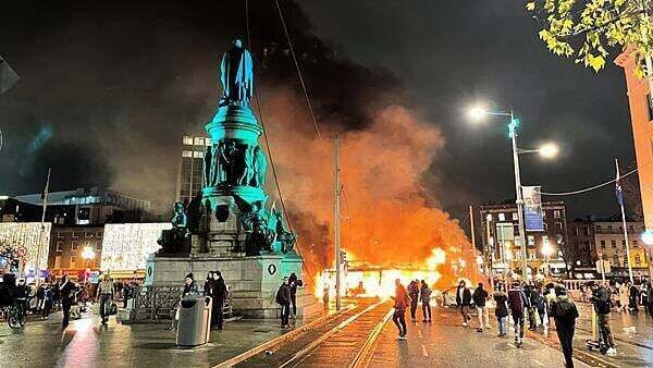 Man (20) who set Luas on fire during the Dublin riots is jailed