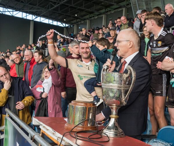 Kilmeena goalkeeper Paul Groden awaits the presentationas Mayo GAA chairman Seamus Tuohy addresses the crowd.	Picture: Martin McIntyre  Kilmeena goalkeeper Paul Groden awaits the presentationas Mayo GAA chairman Seamus Tuohy addresses the crowd.	Picture: Martin McIntyre