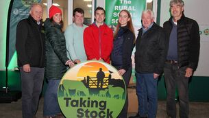 <p>Pictured at the 'Taking Stock' event at Balla Mart were, from left: Laurence Gaughan, HSE Health and Wellbeing Project Manager; Lianne McManamon, Mayo Mental Health Association's Mental Health Promotion Lead; Michael Nolan, Balla Mart Manager; Paul Cunnane, Croí; Anna Cunningham, Mayo Mental Health Association's Student Mental Health Promotion Officer; John Lynskey, Mayo IFA Chairman; John Noonan, Teagasc Westport.	Picture: Trish Forde</p>