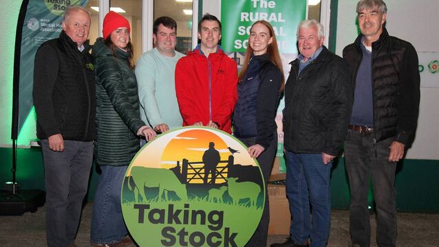 Pictured at the 'Taking Stock' event at Balla Mart were, from left: Laurence Gaughan, HSE Health and Wellbeing Project Manager; Lianne McManamon, Mayo Mental Health Association's Mental Health Promotion Lead; Michael Nolan, Balla Mart Manager; Paul Cunnane, Croí; Anna Cunningham, Mayo Mental Health Association's Student Mental Health Promotion Officer; John Lynskey, Mayo IFA Chairman; John Noonan, Teagasc Westport. Picture: Trish Forde <p>Pictured at the 'Taking Stock' event at Balla Mart were, from left: Laurence Gaughan, HSE Health and Wellbeing Project Manager; Lianne McManamon, Mayo Mental Health Association's Mental Health Promotion Lead; Michael Nolan, Balla Mart Manager; Paul Cunnane, Croí; Anna Cunningham, Mayo Mental Health Association's Student Mental Health Promotion Officer; John Lynskey, Mayo IFA Chairman; John Noonan, Teagasc Westport. Picture: Trish Forde</p>