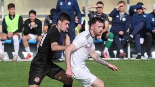 <p>Mayo League's Darren Browne looks for support in their Round 1 game against Sligo/Leitrim in the Oscar Traynor Cup. Picture: Michael Donnelly</p>
