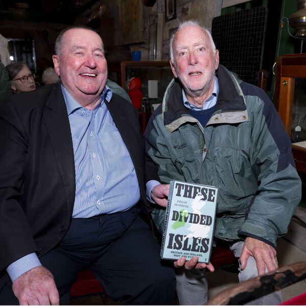 Paddy Walsh, who knew Philip Stephens when he visited Kiltimagh in the 1960s, with Peter Sobolewski, author of ‘Kiltimagh: Our Lives and Times’ at the launch of Philip's new book 'These Divided Isles'. Picture: John Corless Paddy Walsh, who knew Philip Stephens when he visited Kiltimagh in the 1960s, with Peter Sobolewski, author of ‘Kiltimagh: Our Lives and Times’ at the launch of Philip's new book 'These Divided Isles'. Picture: John Corless