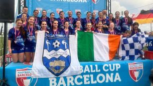 <p>Ballina Town's U17 girls celebrate their third place finish at Football Cup Barcelona.</p> <p>Ballina Town's U17 girls celebrate their third place finish at Football Cup Barcelona.</p>