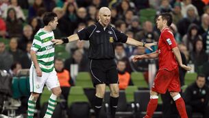 <p>FLASHBACK: Referee Tomas Connolly separates Stephen Bradley of Shamrocks Rovers and John Russell of Sligo Rovers during the 2010 FAI Cup Final. The pair will come face to face again on Saturday night as managers of the same two clubs, chasing precious points for very different reasons.	Picture: INPHO/Donall Farmer</p> <p>FLASHBACK: Referee Tomas Connolly separates Stephen Bradley of Shamrocks Rovers and John Russell of Sligo Rovers during the 2010 FAI Cup Final. The pair will come face to face again on Saturday night as managers of the same two clubs, chasing precious points for very different reasons.	Picture: INPHO/Donall Farmer</p>