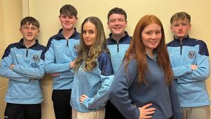 <p>Students from Scoil Muire agus Padraig prepare to present Popstars; the 90s musical. Back from left are; Alan Neary (Shane), Daithí Brennan (Vinnie), Mark Cunney (Mark) and Pádraig Rowley (Patrick). Front from left are Shona Harrington (Carrie) and Eva Sweeney (Ella).</p> <p>Students from Scoil Muire agus Padraig prepare to present Popstars; the 90s musical. Back from left are; Alan Neary (Shane), Daithí Brennan (Vinnie), Mark Cunney (Mark) and Pádraig Rowley (Patrick). Front from left are Shona Harrington (Carrie) and Eva Sweeney (Ella).</p>