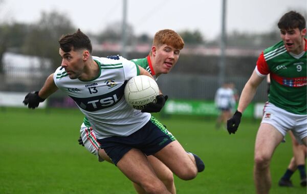 Michael Carroll of North London Shamrocks goes past Ballina Stephenites' Luke Feeney in last year's Connacht Club SFC quarter-final. Carroll was named Man of the Match in his side's recent victory in the London SFC final. Michael Carroll of North London Shamrocks goes past Ballina Stephenites' Luke Feeney in last year's Connacht Club SFC quarter-final. Carroll was named Man of the Match in his side's recent victory in the London SFC final.