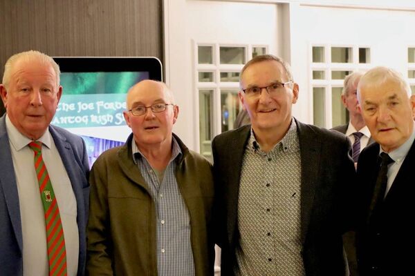 Padraic Moran from Westport, Michael Griffin from Claremorris, who travelled from Boston, Gerry O'Mahoney from Ballina and team manager Tommy O'Malley. Padraic Moran from Westport, Michael Griffin from Claremorris, who travelled from Boston, Gerry O'Mahoney from Ballina and team manager Tommy O'Malley.